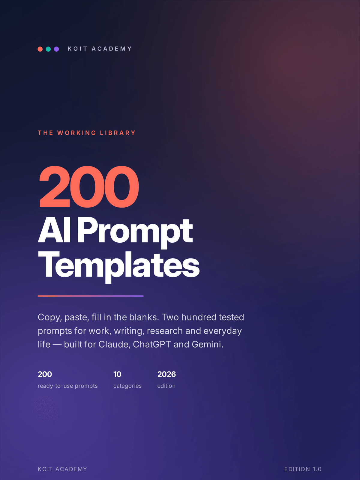 Front cover of 200 AI Prompt Templates, a 175-page PDF